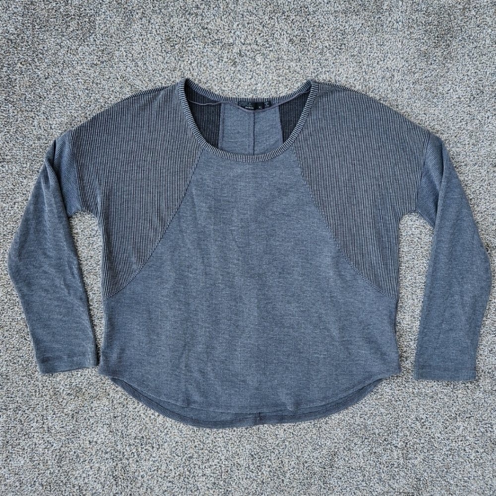 Prana Remi Waffle Knit Pullover Organic Cotton Long Sleeve Shirt Womens Size XL